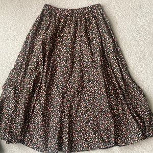 Vintage | Black Floral High Waist Maxi Skirt | One Size